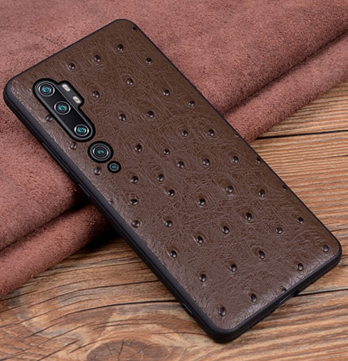 Soft Luxury Leather Snap On Case Cover R01 for Xiaomi Mi Note 10 Pro Brown