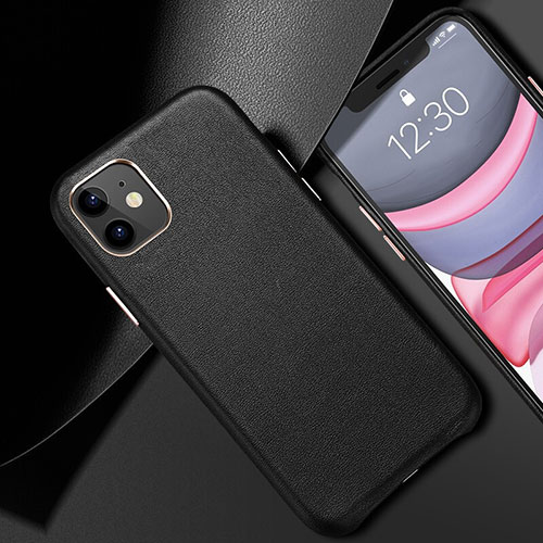 Soft Luxury Leather Snap On Case Cover R02 for Apple iPhone 11 Black