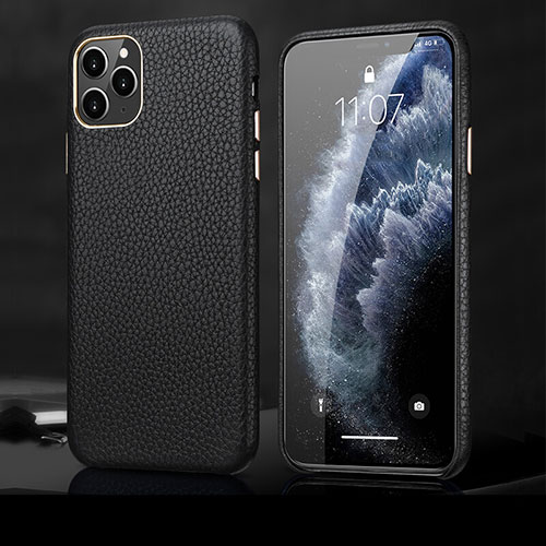 Soft Luxury Leather Snap On Case Cover R02 for Apple iPhone 11 Pro Max Black