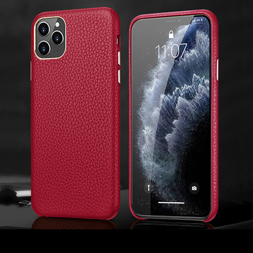 Soft Luxury Leather Snap On Case Cover R02 for Apple iPhone 11 Pro Max Red
