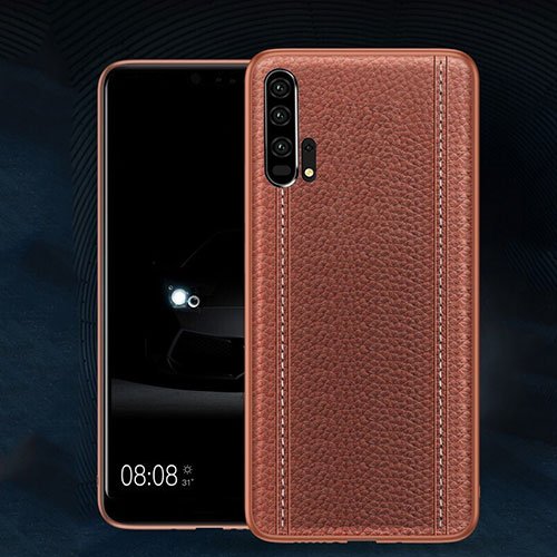 Soft Luxury Leather Snap On Case Cover R02 for Huawei Honor 20 Pro Brown