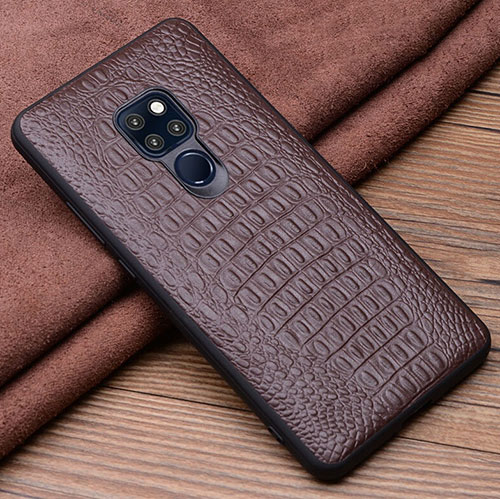 Soft Luxury Leather Snap On Case Cover R02 for Huawei Mate 20 Brown