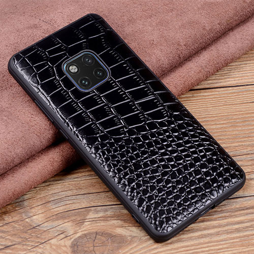 Soft Luxury Leather Snap On Case Cover R02 for Huawei Mate 20 Pro Black