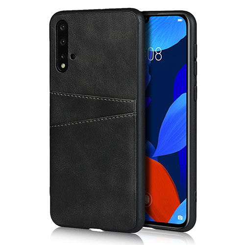 Soft Luxury Leather Snap On Case Cover R02 for Huawei Nova 5 Black