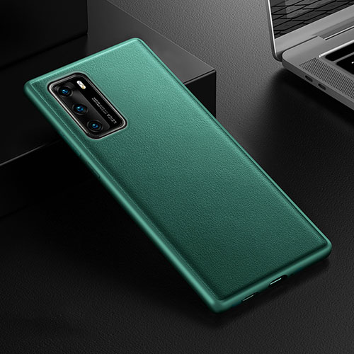 Soft Luxury Leather Snap On Case Cover R02 for Huawei P40 Green