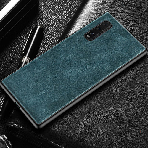 Soft Luxury Leather Snap On Case Cover R02 for Oppo Find X2 Blue