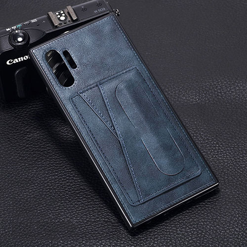 Soft Luxury Leather Snap On Case Cover R02 for Samsung Galaxy Note 10 Plus 5G Blue