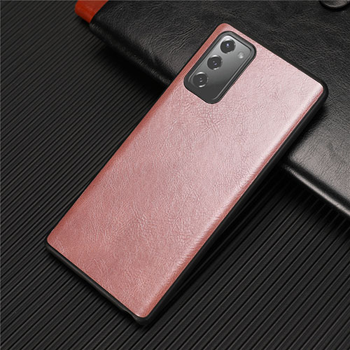 Soft Luxury Leather Snap On Case Cover R02 for Samsung Galaxy Note 20 5G Rose Gold
