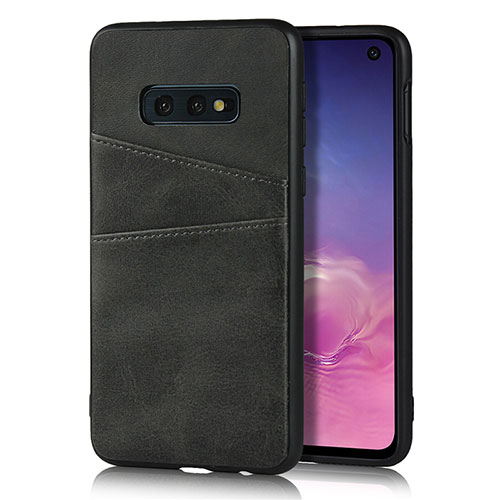Soft Luxury Leather Snap On Case Cover R02 for Samsung Galaxy S10e Black
