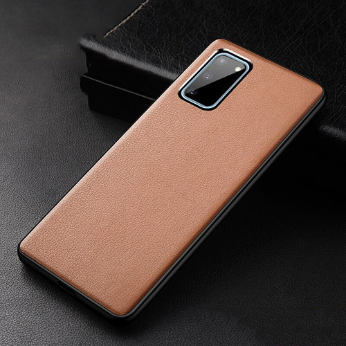 Soft Luxury Leather Snap On Case Cover R02 for Samsung Galaxy S20 5G Orange