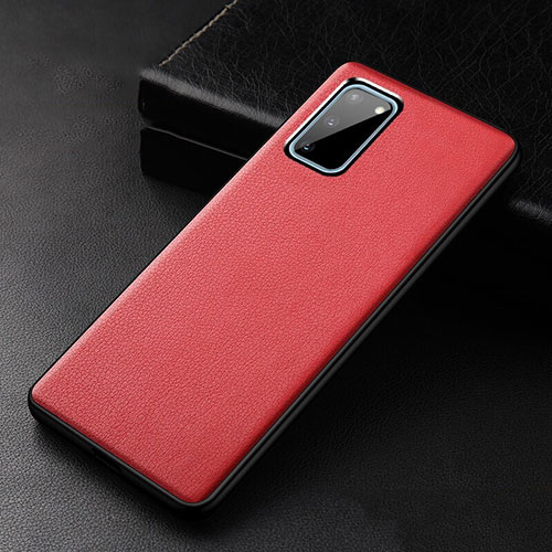 Soft Luxury Leather Snap On Case Cover R02 for Samsung Galaxy S20 5G Red