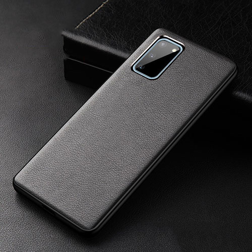 Soft Luxury Leather Snap On Case Cover R02 for Samsung Galaxy S20 Black