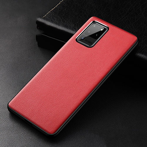 Soft Luxury Leather Snap On Case Cover R02 for Samsung Galaxy S20 Ultra 5G Red