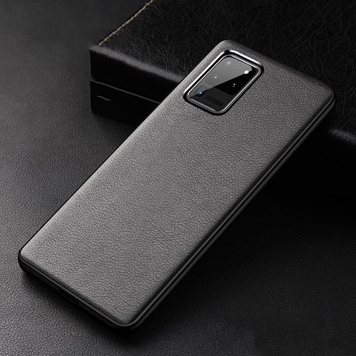 Soft Luxury Leather Snap On Case Cover R02 for Samsung Galaxy S20 Ultra Black