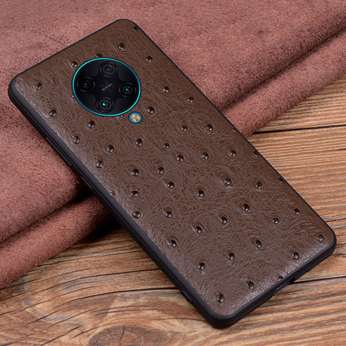Soft Luxury Leather Snap On Case Cover R02 for Xiaomi Redmi K30 Pro Zoom Brown