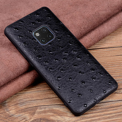 Soft Luxury Leather Snap On Case Cover R03 for Huawei Mate 20 Pro Black