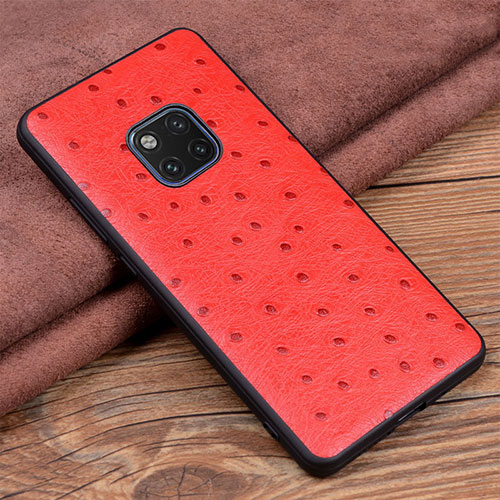 Soft Luxury Leather Snap On Case Cover R03 for Huawei Mate 20 Pro Red