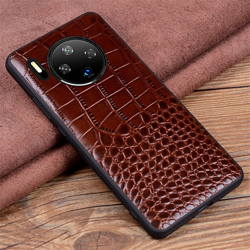 Soft Luxury Leather Snap On Case Cover R03 for Huawei Mate 30 Pro 5G Brown