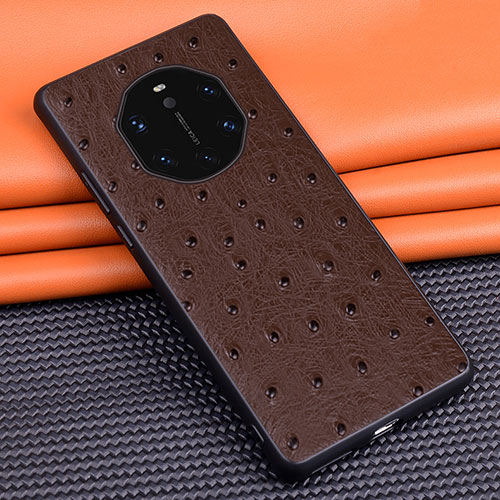 Soft Luxury Leather Snap On Case Cover R03 for Huawei Mate 40 RS Brown