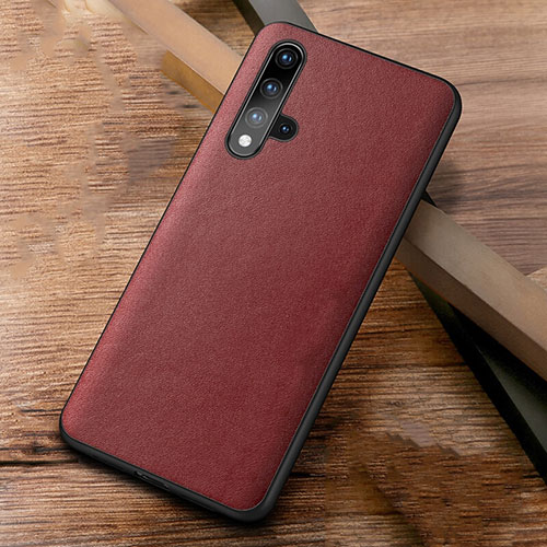 Soft Luxury Leather Snap On Case Cover R03 for Huawei Nova 5T Red