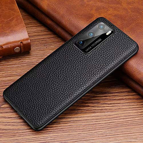 Soft Luxury Leather Snap On Case Cover R03 for Huawei P40 Black