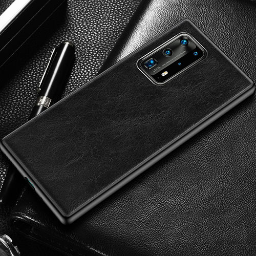 Soft Luxury Leather Snap On Case Cover R03 for Huawei P40 Pro+ Plus Black