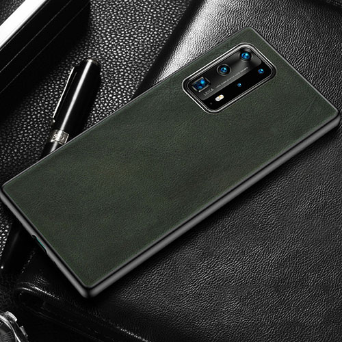 Soft Luxury Leather Snap On Case Cover R03 for Huawei P40 Pro+ Plus Green