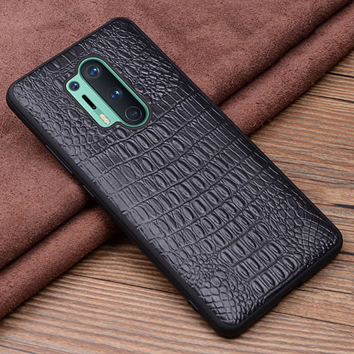 Soft Luxury Leather Snap On Case Cover R03 for OnePlus 8 Pro Black