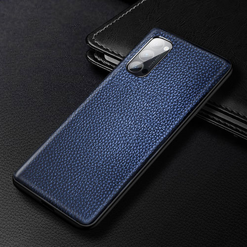 Soft Luxury Leather Snap On Case Cover R03 for Oppo Reno4 5G Blue