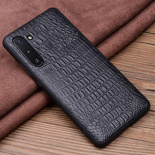 Soft Luxury Leather Snap On Case Cover R03 for Samsung Galaxy Note 10 5G Black