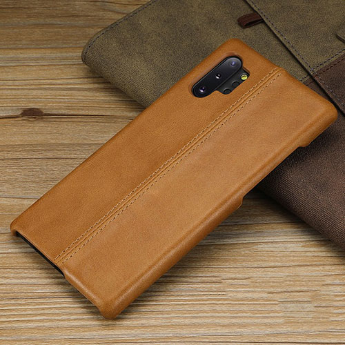 Soft Luxury Leather Snap On Case Cover R03 for Samsung Galaxy Note 10 Plus 5G Orange