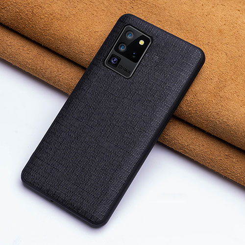 Soft Luxury Leather Snap On Case Cover R03 for Samsung Galaxy S20 Ultra Black