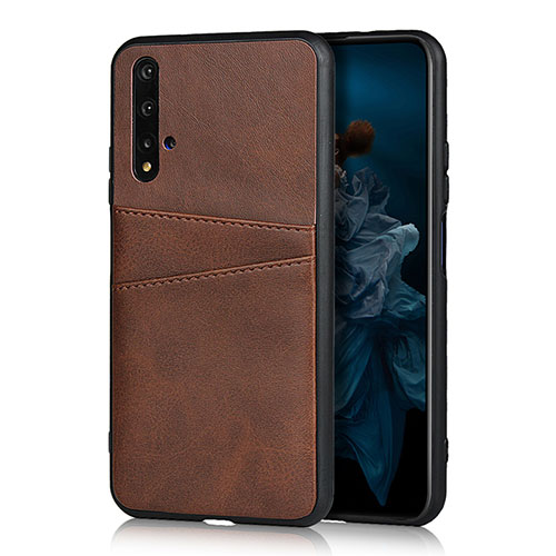 Soft Luxury Leather Snap On Case Cover R04 for Huawei Honor 20 Brown