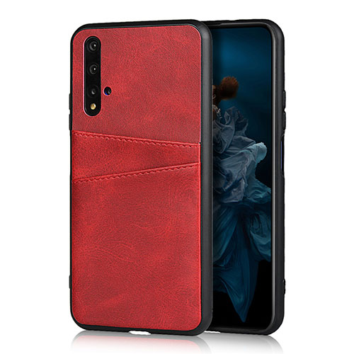Soft Luxury Leather Snap On Case Cover R04 for Huawei Honor 20 Red