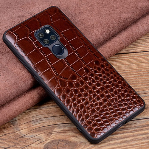 Soft Luxury Leather Snap On Case Cover R04 for Huawei Mate 20 Brown