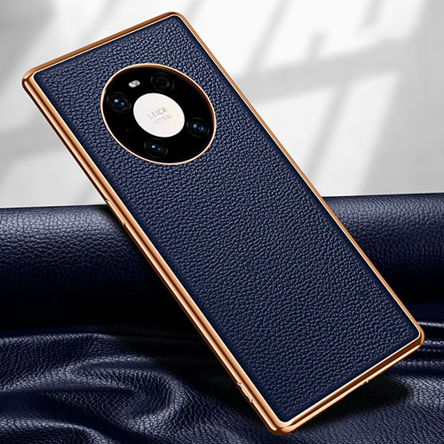 Soft Luxury Leather Snap On Case Cover R04 for Huawei Mate 40E Pro 4G Blue