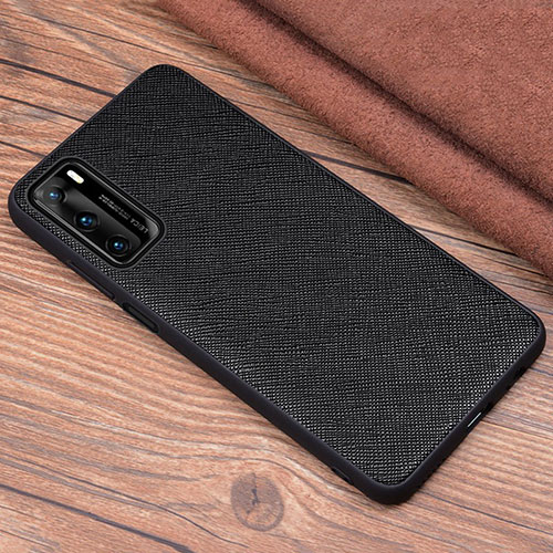 Soft Luxury Leather Snap On Case Cover R04 for Huawei P40 Black