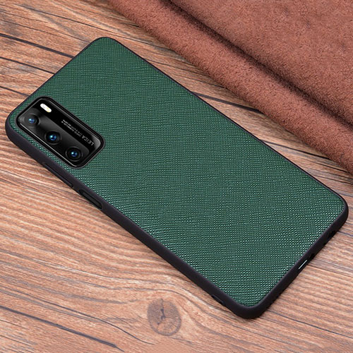 Soft Luxury Leather Snap On Case Cover R04 for Huawei P40 Green