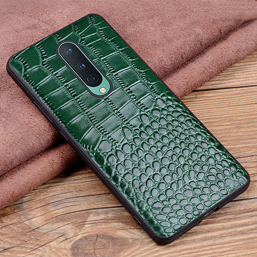 Soft Luxury Leather Snap On Case Cover R04 for OnePlus 8 Green