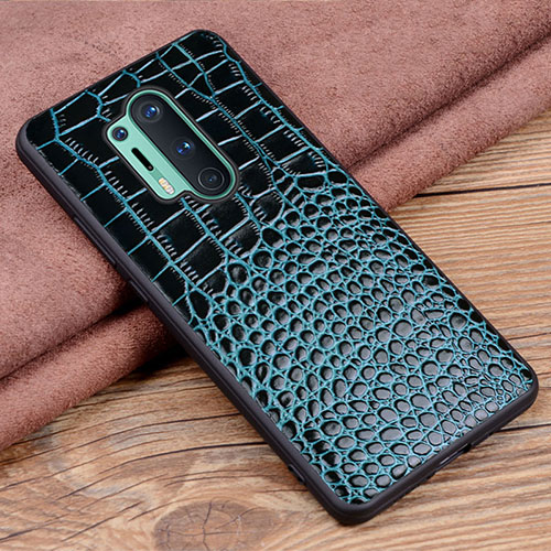 Soft Luxury Leather Snap On Case Cover R04 for OnePlus 8 Pro Blue