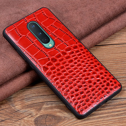 Soft Luxury Leather Snap On Case Cover R04 for OnePlus 8 Red