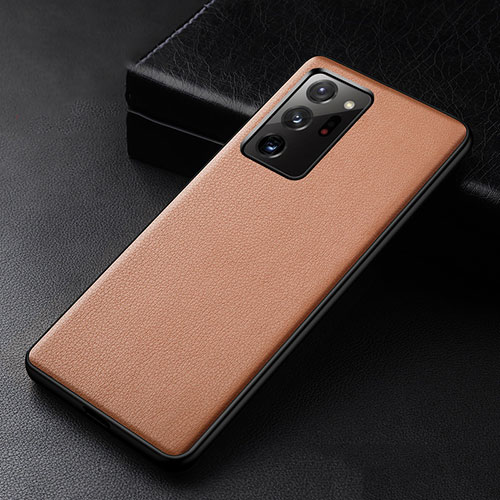 Soft Luxury Leather Snap On Case Cover R04 for Samsung Galaxy Note 20 Ultra 5G Brown