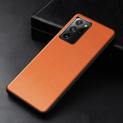 Soft Luxury Leather Snap On Case Cover R04 for Samsung Galaxy Note 20 Ultra 5G Orange