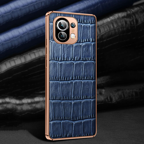 Soft Luxury Leather Snap On Case Cover R04 for Xiaomi Mi 11 5G Blue