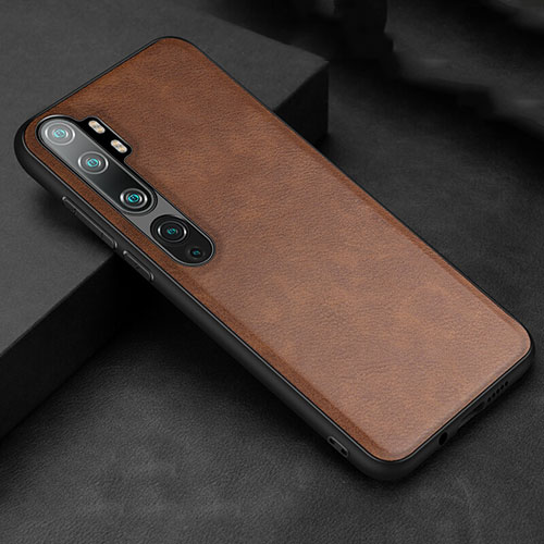 Soft Luxury Leather Snap On Case Cover R04 for Xiaomi Mi Note 10 Brown
