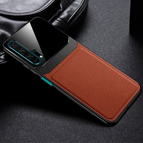 Soft Luxury Leather Snap On Case Cover R05 for Huawei Honor 20 Pro Brown