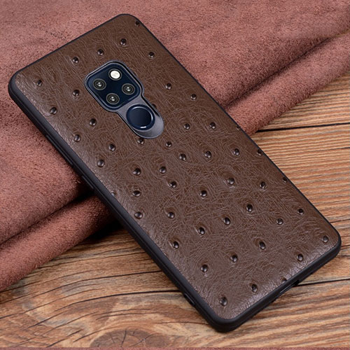 Soft Luxury Leather Snap On Case Cover R05 for Huawei Mate 20 Brown