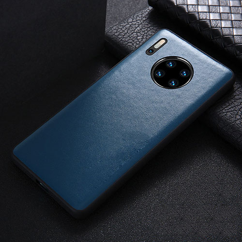 Soft Luxury Leather Snap On Case Cover R05 for Huawei Mate 30 Pro 5G Blue