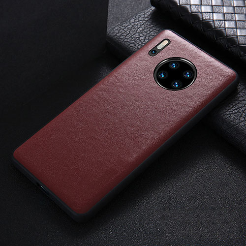 Soft Luxury Leather Snap On Case Cover R05 for Huawei Mate 30 Pro 5G Red Wine