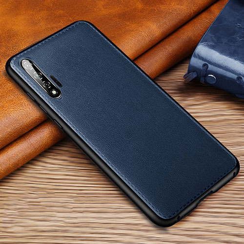 Soft Luxury Leather Snap On Case Cover R05 for Huawei Nova 6 Blue